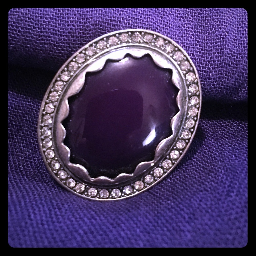 Large Statement Ring Purple Stone